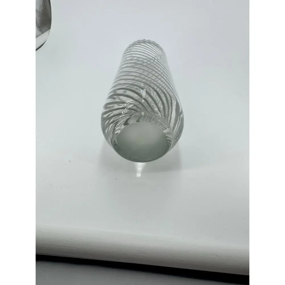 Zodiac Chantilly Gray/Green Swirls Hand Blown Glass Vase 6”